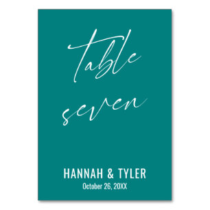 Hedendaagse Elegante Teal Tafel Zeven Kaart