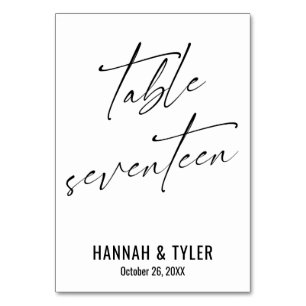 Hedendaagse Elegante Typografie Tafel Zeventien Kaart