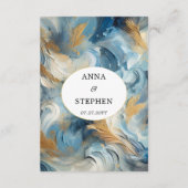 Hedendaagse Elegantie: Blauw Wit Goud Details Informatiekaartje (Achterkant)