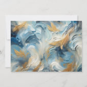 Hedendaagse Elegantie: Blauw Wit Goud Verloving Kaart (Achterkant)