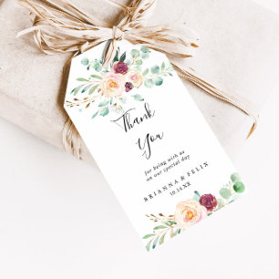 Hedendaagse eucalyptus bloemenbruiloft dank u cadeaulabel