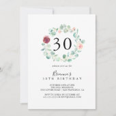 Hedendaagse Eucalyptus Floral 30e verjaardag parti Kaart (Voorkant)