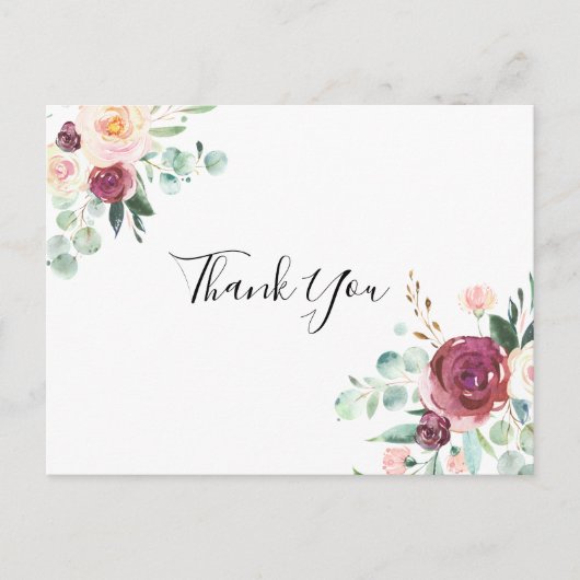 Hedendaagse Eucalyptus Floral Dank u Briefkaart (Voorkant)