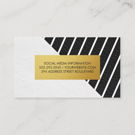 Hedendaagse faux lederen witte strepen visitekaartje (Achterkant)