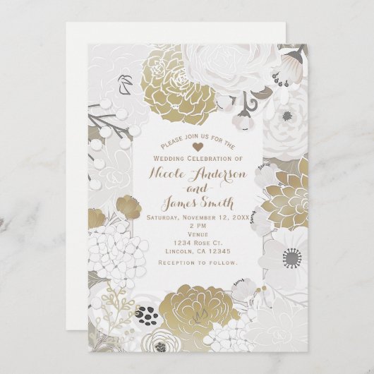 hedendaagse flora - botanische gouden bruiloft kaart (Voorkant / Achterkant)