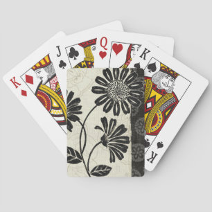Hedendaagse flora in zwart-wit pokerkaarten