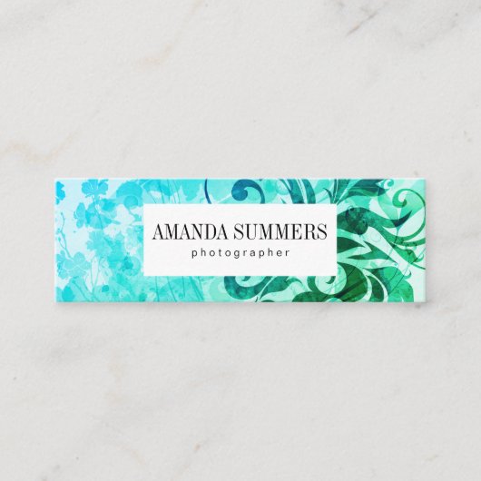 hedendaagse Floral Green Mini Visitekaartje (Voorkant)