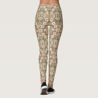 Hedendaagse Folk Bloemen in Zachte Aardetinten Leggings