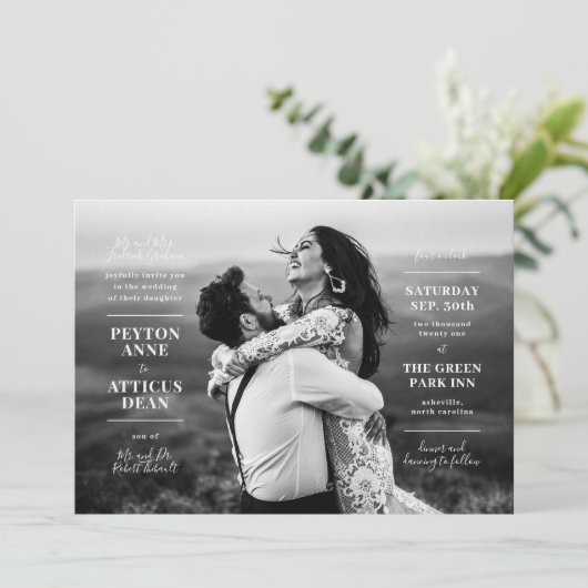 Hedendaagse Fotobruiloftsinvatie met Sfeer Aankondiging (Staand voorkant)