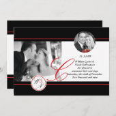 Hedendaagse gewijzigde trouwkaart met monogram aankondiging (Voorkant / Achterkant)