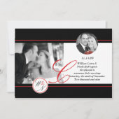 Hedendaagse gewone trouwkaart met monogram aankondiging (Voorkant)