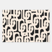 Hedendaagse Glam Loop Patroon in Zwart en Crème Inpakpapier Vel (Voorkant)