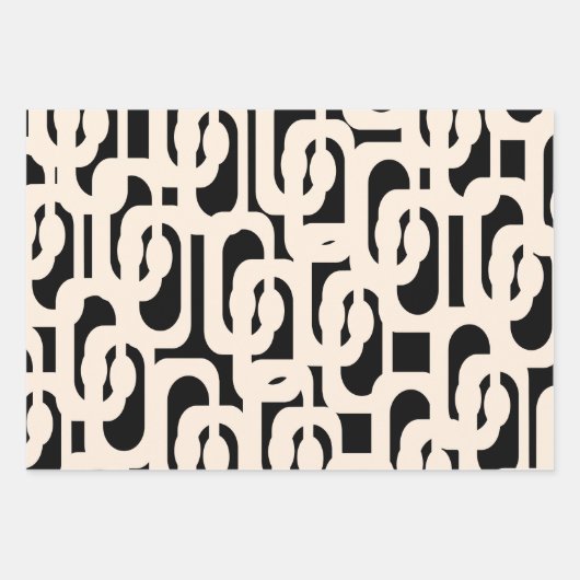 Hedendaagse Glam Loop Patroon in Zwart en Crème Inpakpapier Vel (Voorkant)