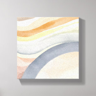 Hedendaagse golven Neutrale moderne Waterverf Canvas Afdruk