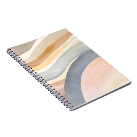 Hedendaagse golven | Neutrale moderne Waterverf Notitieboek (Rechterzijde)