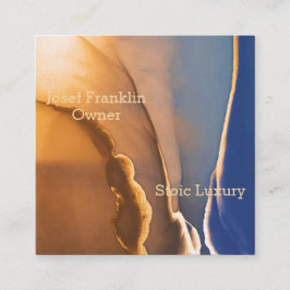 Hedendaagse gouden en blauwe alcoholinkt vierkante visitekaartje