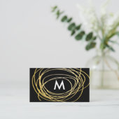 Hedendaagse gouden krabbels met monogram visitekaartje (Staand voorkant)