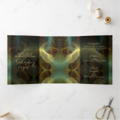 Hedendaagse gouden werveling Quinceanera Drieluik Uitnodiging (Binnen)