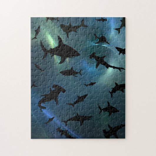 Hedendaagse haai vis kaken walvis onder het zee me legpuzzel (Verticaal)
