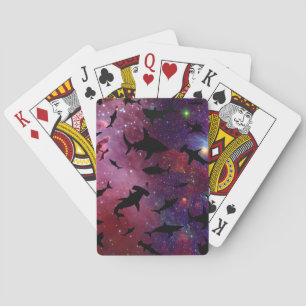 Hedendaagse haai vis kaken walvis onder het zee me pokerkaarten