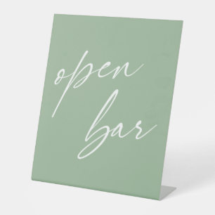 Hedendaagse Handgeschreven Open Bar Typografie Sag Reclamebord Met Voetstuk