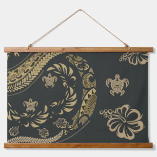 Hedendaagse Hawaïaanse Tapa Icons Hangend Wandkleed