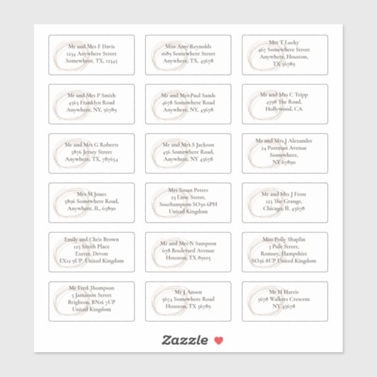 Hedendaagse individuele gastnaamadressen sticker (Vel)