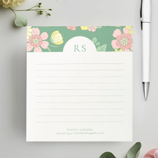 Hedendaagse Initialen Boho Floral Lined Notitieblok
