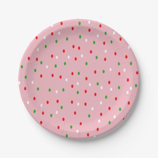 Hedendaagse kerst Polka Dots Papieren Bordje (Voorkant)