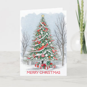 Hedendaagse Kerstboom Feestdagen Kaart