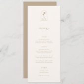 Hedendaagse Kustchic Beige bruiloft Menu (Voorkant / Achterkant)