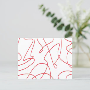 Hedendaagse lijnkunst: rood en wit briefkaart