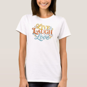 Hedendaagse LIVE LAUGH LOVE Grafisch ontwerp T-shirt