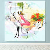 Hedendaagse Meisje Muziek Stretched Canvas Print (Insitu (Houten vloer))