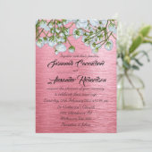 Hedendaagse Metallic Roze en Witte Rozen Trouwfees Kaart (Staand voorkant)