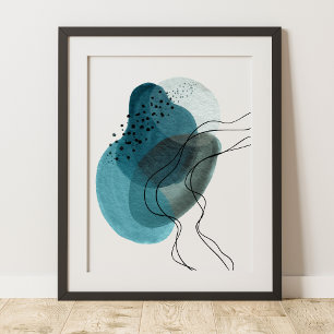 Hedendaagse Moderne Abstracte Kunst Groen Zwart Poster