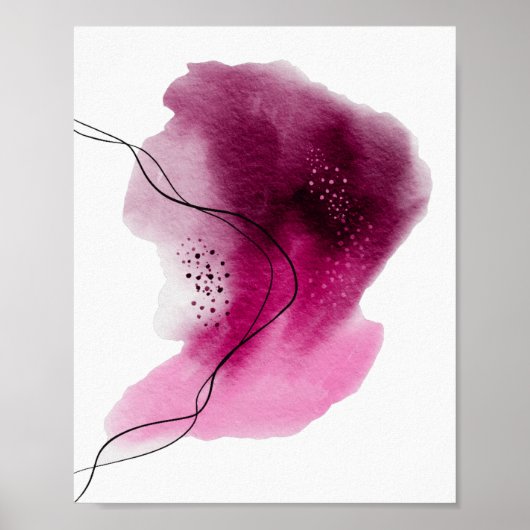 hedendaagse moderne Abstracte roze zwarte Waterver Poster (Voorkant)