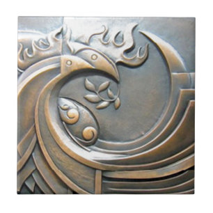 hedendaagse moderne abstracte tribale bronzen kuns tegeltje