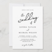 Hedendaagse moderne zwart-wit bruiloft kaart (Voorkant)