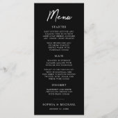 Hedendaagse moderne zwart-wit bruiloft menu (Voorkant)
