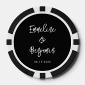 Hedendaagse moderne zwarte bruiloft drink token (Voorkant)