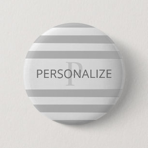 Hedendaagse namaak zilveren ombre strepen & grijs ronde button 5,7 cm