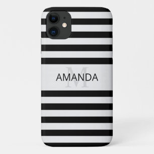 Hedendaagse namaak zilveren ombre strepen & zwart iPhone 11 hoesje