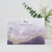 Hedendaagse paarse amethist en gouden aders | RSVP kaartje (Staand voorkant)
