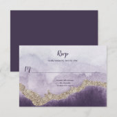 Hedendaagse paarse amethist en gouden aders | RSVP kaartje (Voorkant / Achterkant)