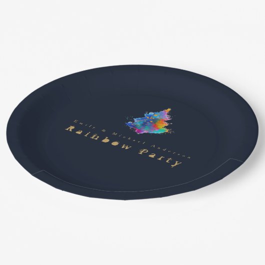 Hedendaagse Regenboog Kerstboom Persoonlijk Feest  Papieren Bordje (Gekanteld)