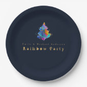 Hedendaagse Regenboog Kerstboom Persoonlijk Feest  Papieren Bordje (Voorkant)