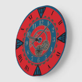 Hedendaagse rode en blauwe Steampunk wandklok Grote Klok (Hoek)
