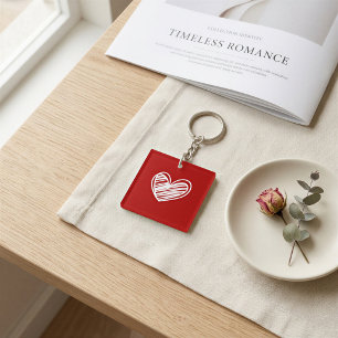 Hedendaagse Rode Hart Acryl Sleutelhanger