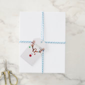 Hedendaagse rode neus rendierkleurige lichten cadeaulabel (Met Touw)